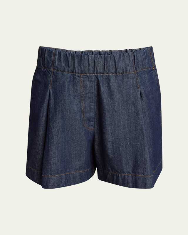 Pila Elastic Waistband Denim Shorts